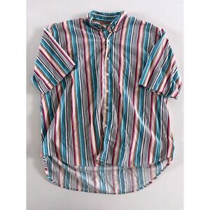 Vintage 1990s Pache Mens Large Multicolor Striped Short Sleeve Button Down Shirt